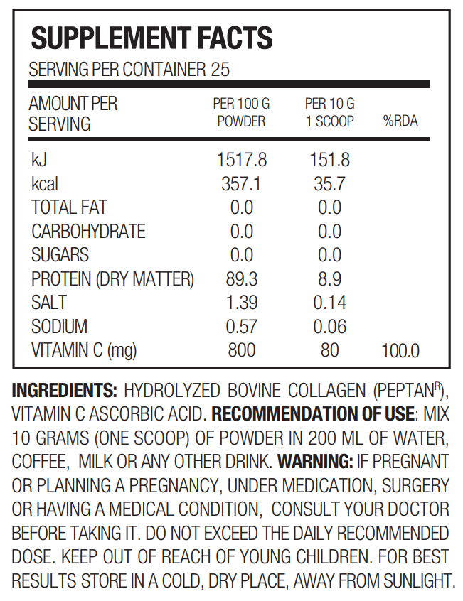 LONGEVITY AND JOINTS Collagen Peptides with Vitamin C