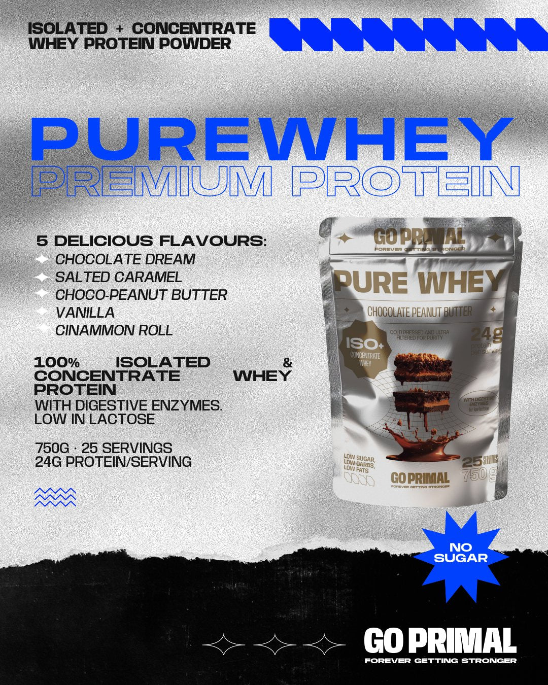 Pure Whey Protein · 70% ISO + 30% Concentrate - GO PRIMALSupplementGO PRIMAL